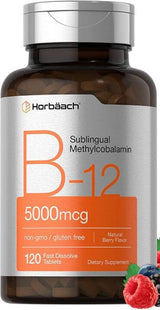 Horbaach B12 Sublingual Methylcobalamin 5000mcg | 120 Fast Dissolve Tablets